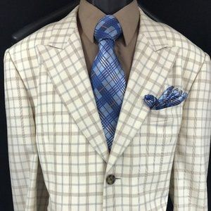 Botticelli Men's Cream Suit with Blue Size 40R
